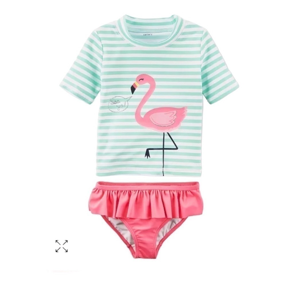 NWT-CARTERS-FLAMINGO-RASH GAURD 2 PIECE SWIM SUIT